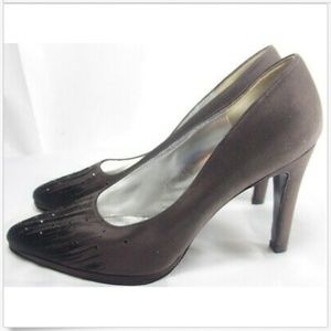 CHARLES JOURDAN Dark Brown Rhinestone Pumps Heels
